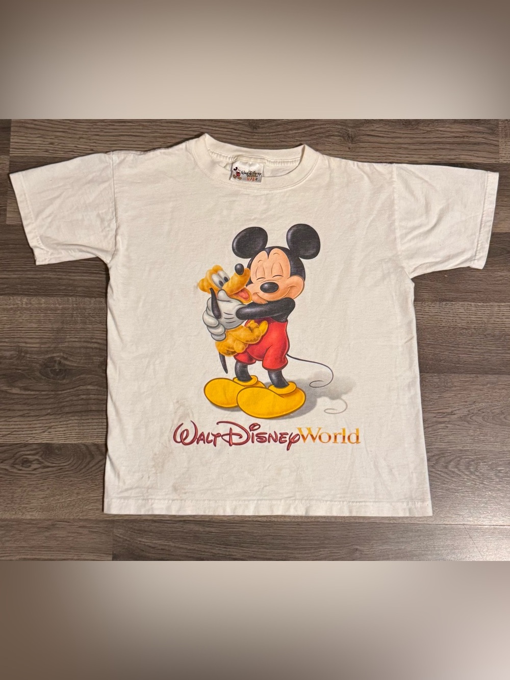 Vintage 90s Walt Disney World Kids Mickey & Pluto Graphic Tshirt Youth Medium
